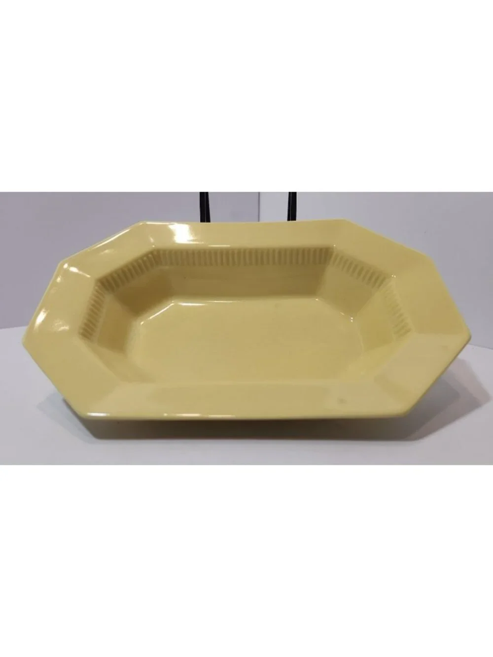 Vtg Independence Ironstone Octagon Daffodil Yellow Serving Dish 9.5